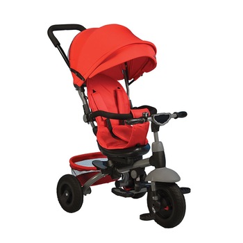 Tricicleta cu copertina detasabila NOVOKIDS™ King Trike , Cu sonerie si melodii, Roti gonflabile din cauciuc, Pozitie somn, Pedale si maner pentru parinti, Scaun reversibil cu rotire 360 grade , Cadru metalic, dimensiuni 100X50X105 cm, Rosu Tricicleta cu copertina detasabila NOVOKIDS™ King Trike , Cu sonerie si melodii, Roti gonflabile din cauciuc, Pozitie somn, Pedale si maner pentru parinti, Scaun reversibil cu rotire 360 grade , Cadru metalic, dimensiuni 100X50X105 cm, Rosu