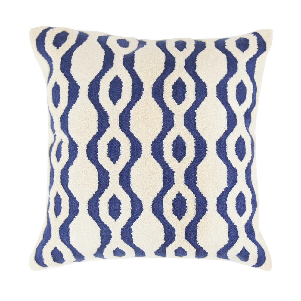 Perna decor, husa detasabila poliester + bumbac, umplutura poliester, alb/albastru, 43 x 43 cm