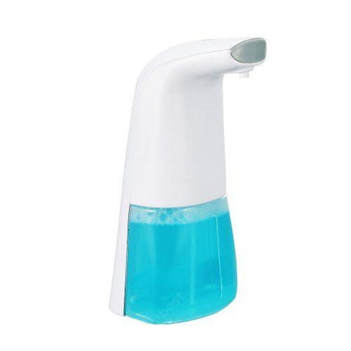 Dozator sapun lichid sau spuma cu senzor de miscare, rezervor 400 ml, design ergonomic, Alb/Albastru