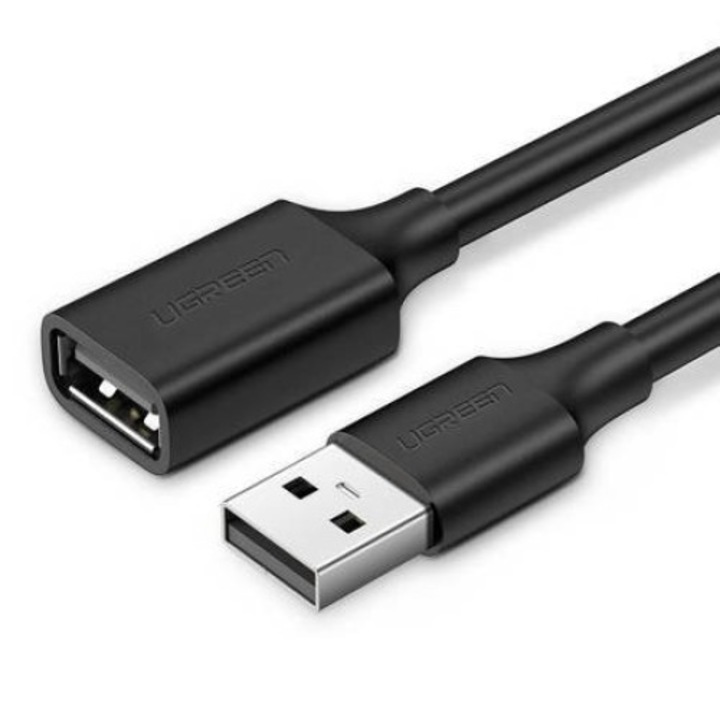 Cablu extender pentru transfer de date UGREEN US103, USB 2.0 tata - USB 2.0 mama, 480Mbps, 1.5m, Negru