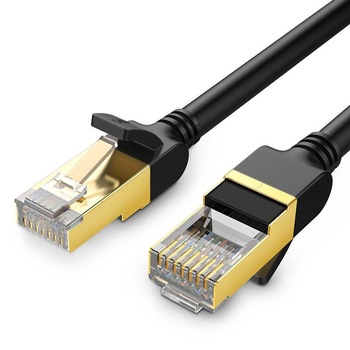 Cablu de retea, UGREEN, NW107, STP Ethernet RJ45, Cat 7, Lungime 1,5 m, 10 GB/s, Conectori placati cu aur 24K, Negru, PVC Cablu de retea, UGREEN, NW107, STP Ethernet RJ45, Cat 7, Lungime 1,5 m, 10 GB/s, Conectori placati cu aur 24K, Negru, PVC