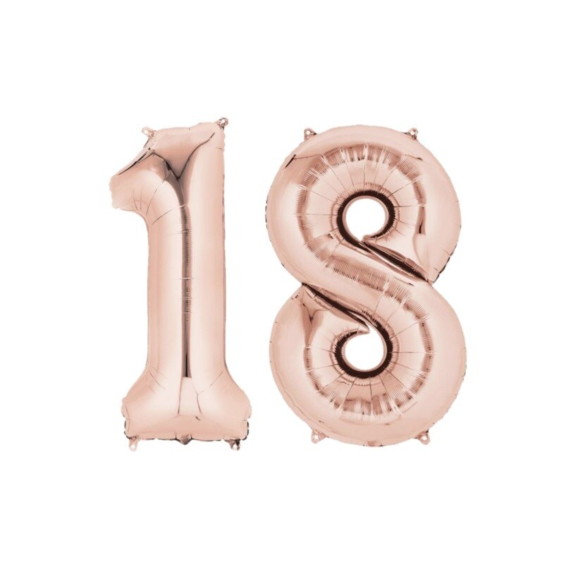 Set baloane folie, cifra 18, rose gold 100 cm