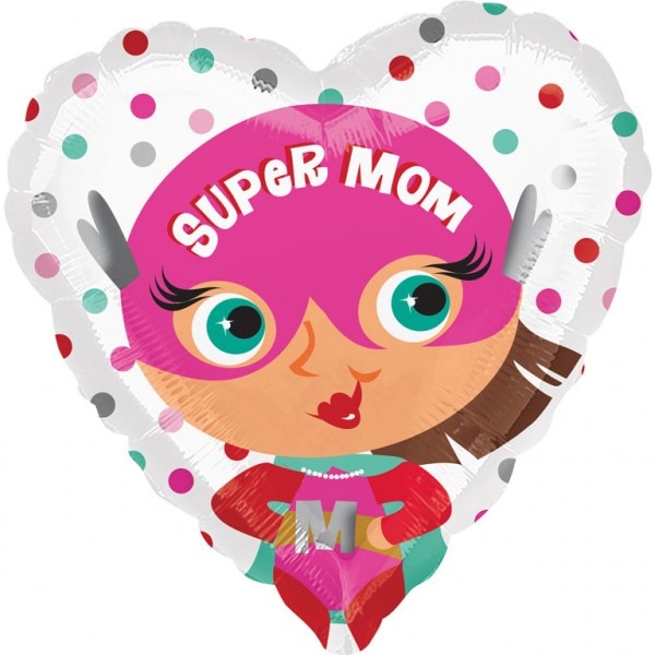 Balon folie Super Mom / Super Mama inima 43cm 0026635370660
