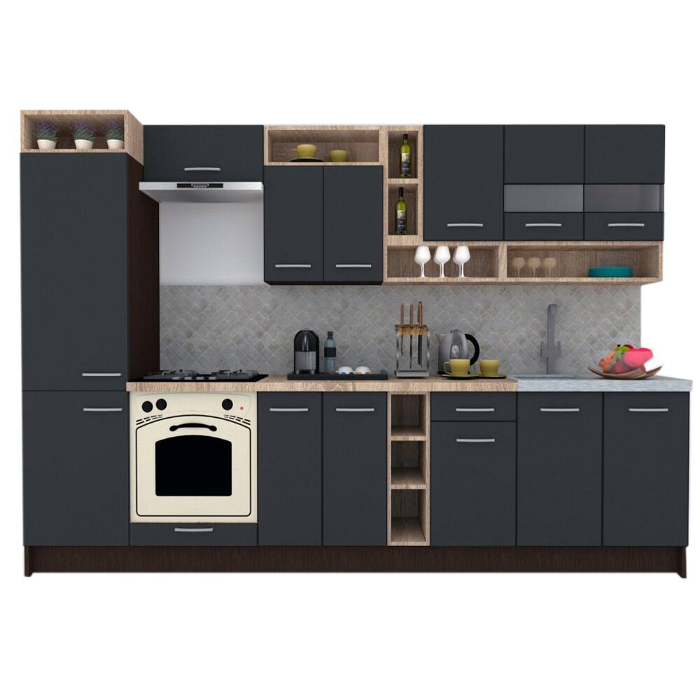 Set Bucatarie Genarom COSSY NEW 310 A2, Wenge / Decor 0164