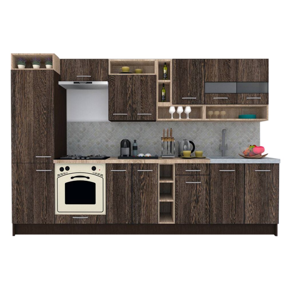 Set Bucatarie Genarom COSSY NEW 310 A2, Wenge / Decor 7648