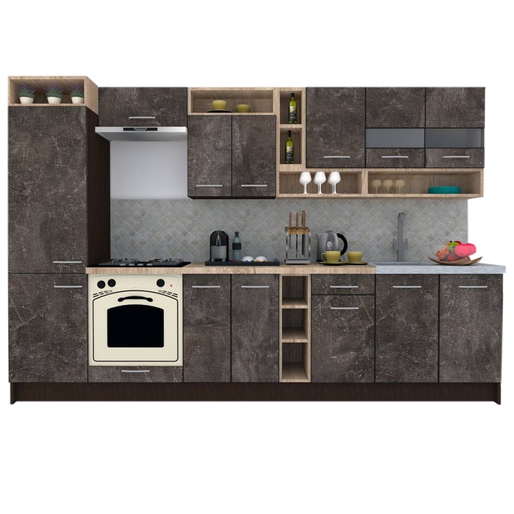 Set Bucatarie Genarom COSSY NEW 310 A2, Wenge / Decor 4299