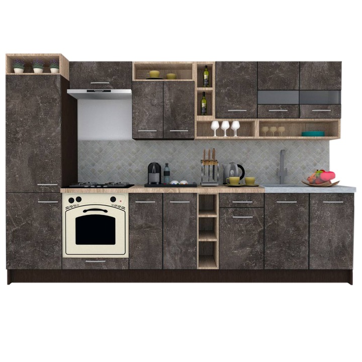 Set Bucatarie Genarom COSSY NEW 310 A2, Wenge / Decor 4299