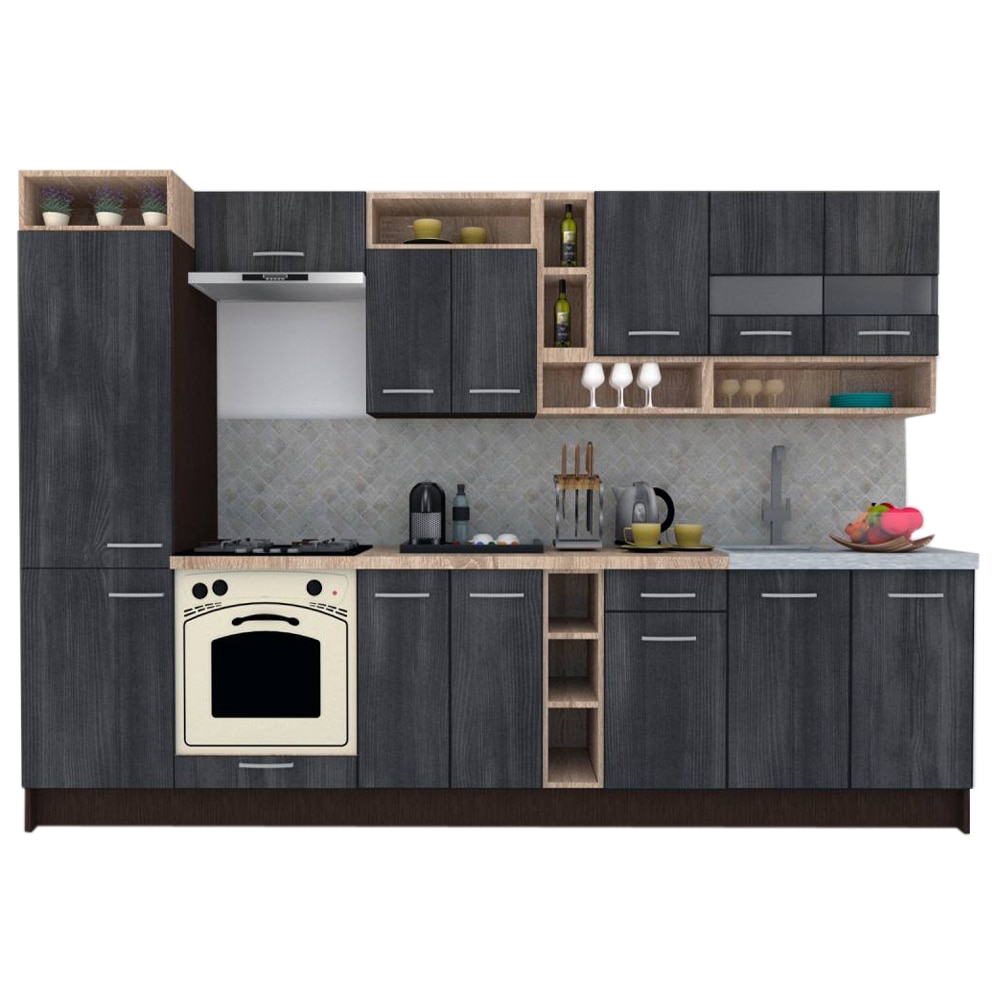 Set Bucatarie Genarom COSSY NEW 310 A2, Wenge / Decor 8509