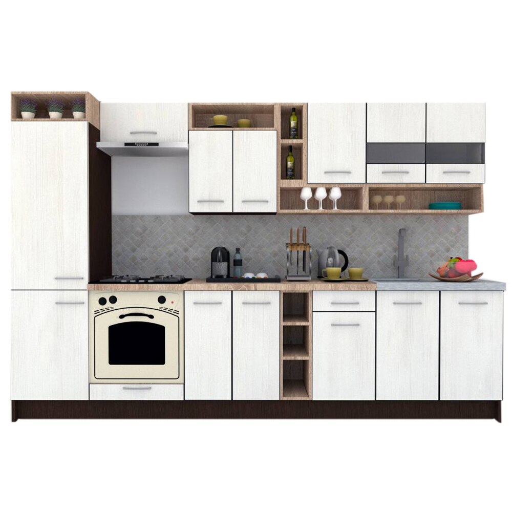 Set Bucatarie Genarom COSSY NEW 310 A2, Wenge / Decor 8508