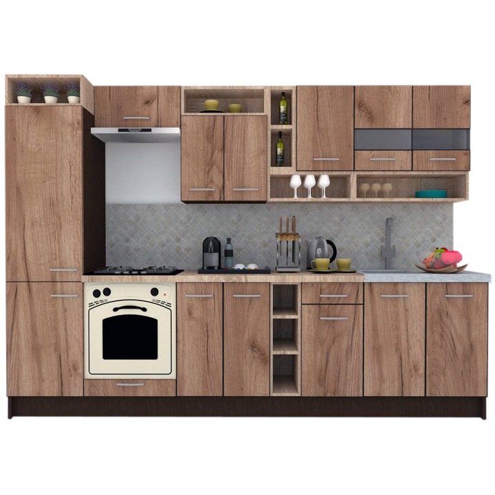 Set Bucatarie Genarom COSSY NEW 310 A2, Wenge / Decor K004