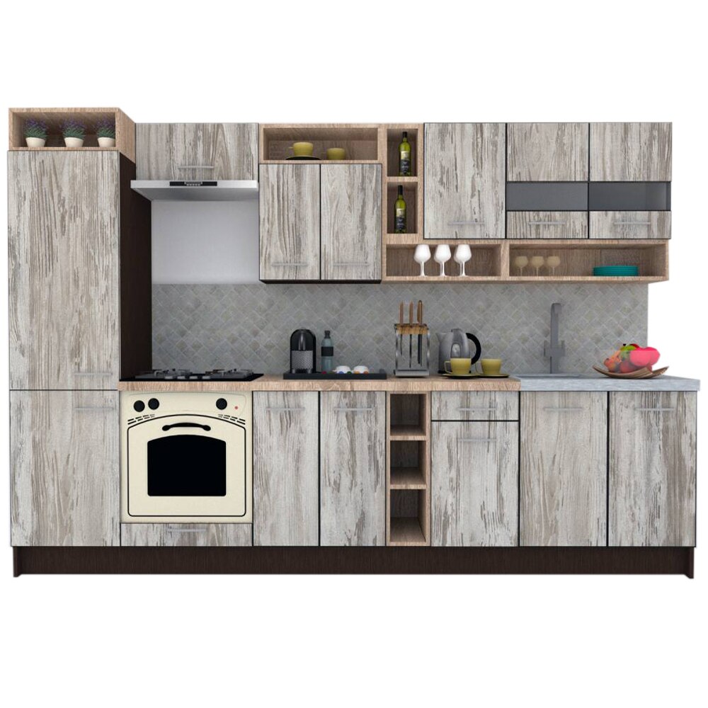 Set Bucatarie Genarom COSSY NEW 310 A2, Wenge / Decor K084