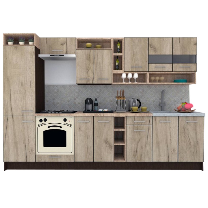 Set Bucatarie Genarom COSSY NEW 310 A2, Wenge / Decor K002