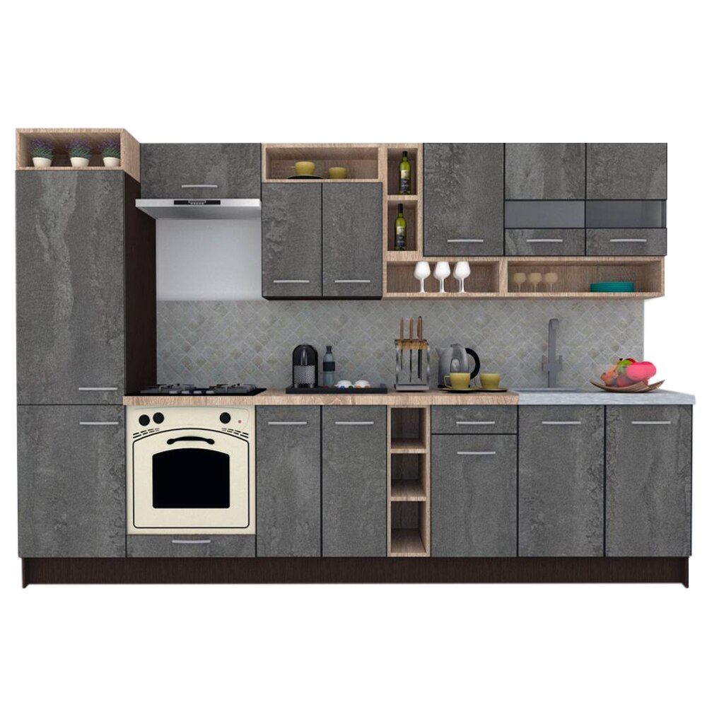 Set Bucatarie Genarom COSSY NEW 310 A2, Wenge / Decor K352