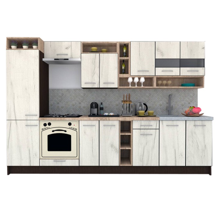 Set Bucatarie Genarom COSSY NEW 310 A2, Wenge / Decor K001