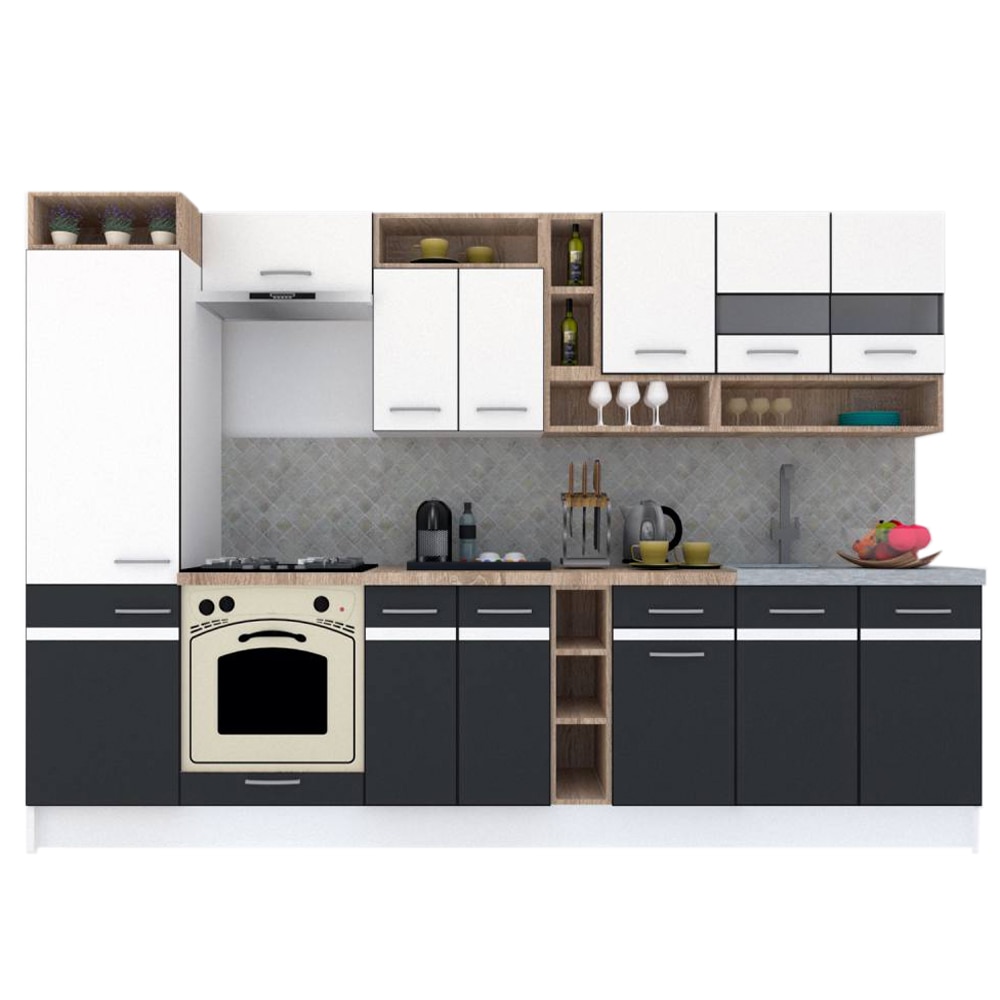 Set Bucatarie Genarom COSSY NEW 310 A2, Alb / Gri