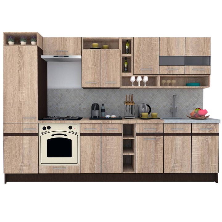 Set Bucatarie Genarom COSSY NEW 310 A2, Stejar Sonoma