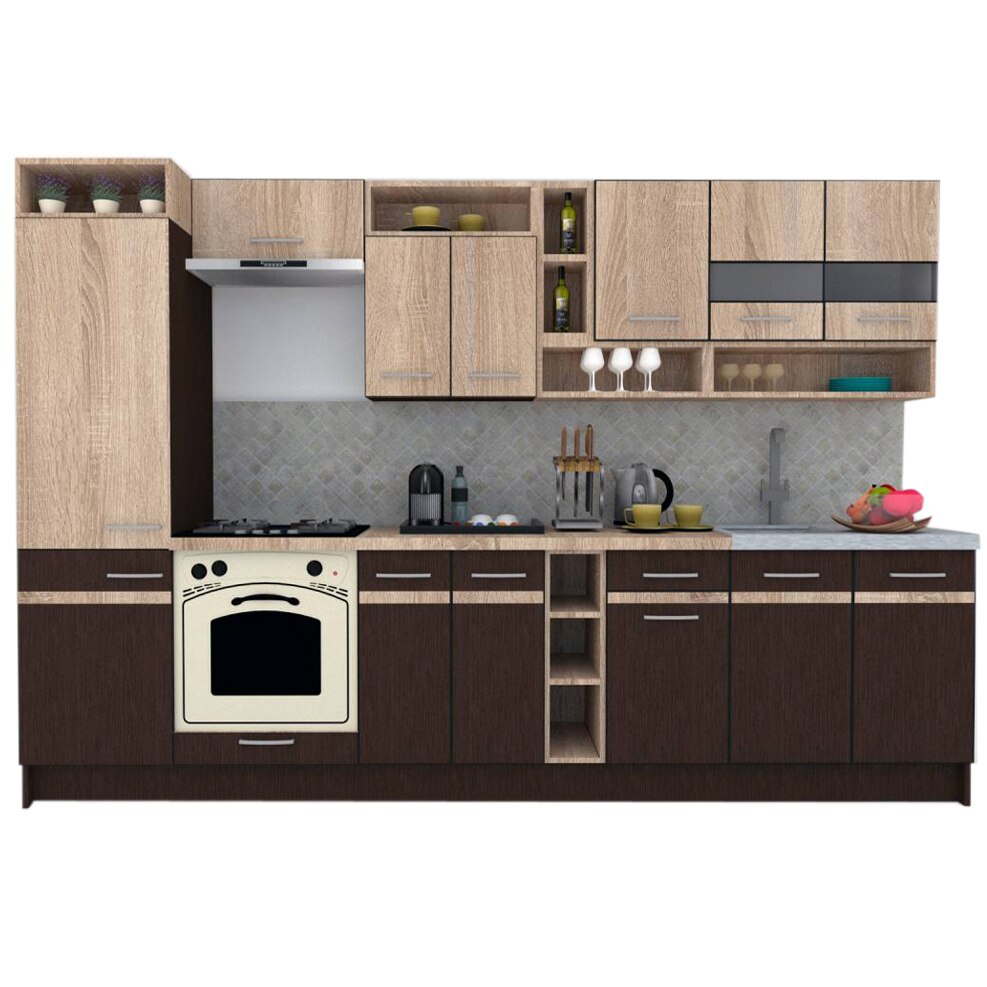 Set Bucatarie Genarom COSSY NEW 310 A2, Wenge / Stejar Sonoma