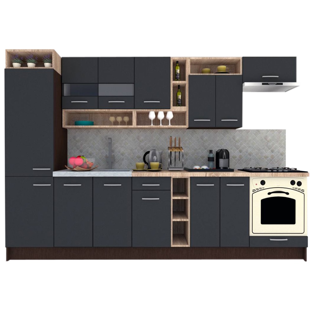 Set Bucatarie Genarom COSSY NEW 310 B1, Wenge / Decor 0164