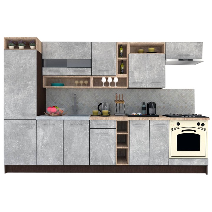 Set Bucatarie Genarom COSSY NEW 310 B1, Wenge / Decor 4298