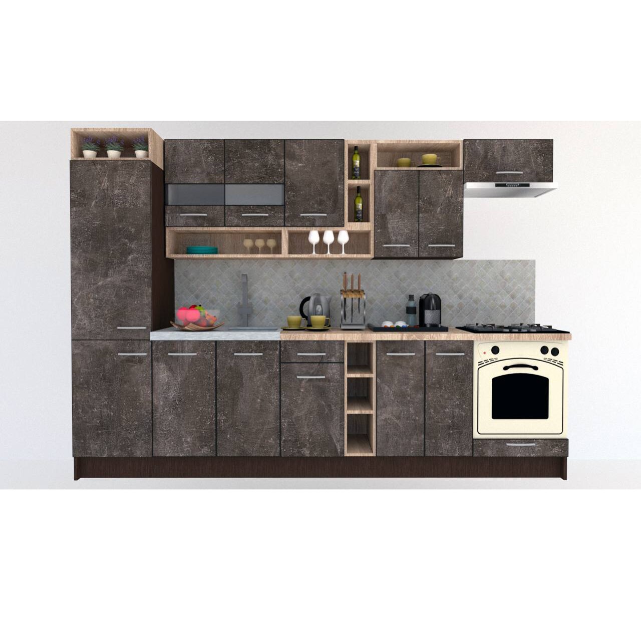 Set Bucatarie Genarom COSSY NEW 310 B1, Wenge / Decor 4299