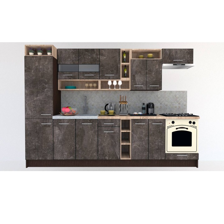 Set Bucatarie Genarom COSSY NEW 310 B1, Wenge / Decor 4299