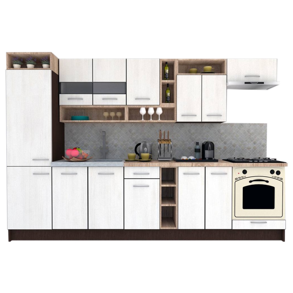 Set Bucatarie Genarom COSSY NEW 310 B1, Wenge / Decor 8508