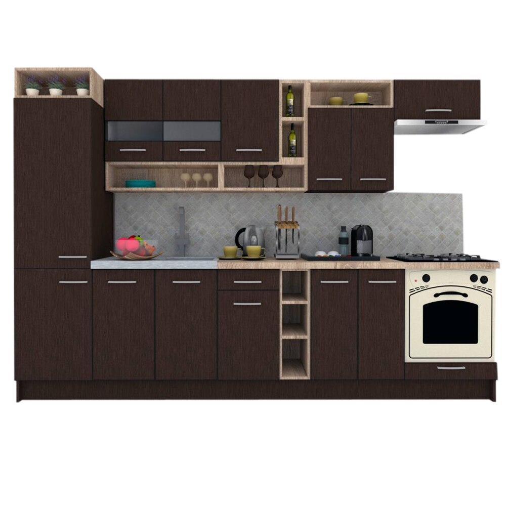 Set Bucatarie Genarom COSSY NEW 310 B1, Wenge / Decor 8548