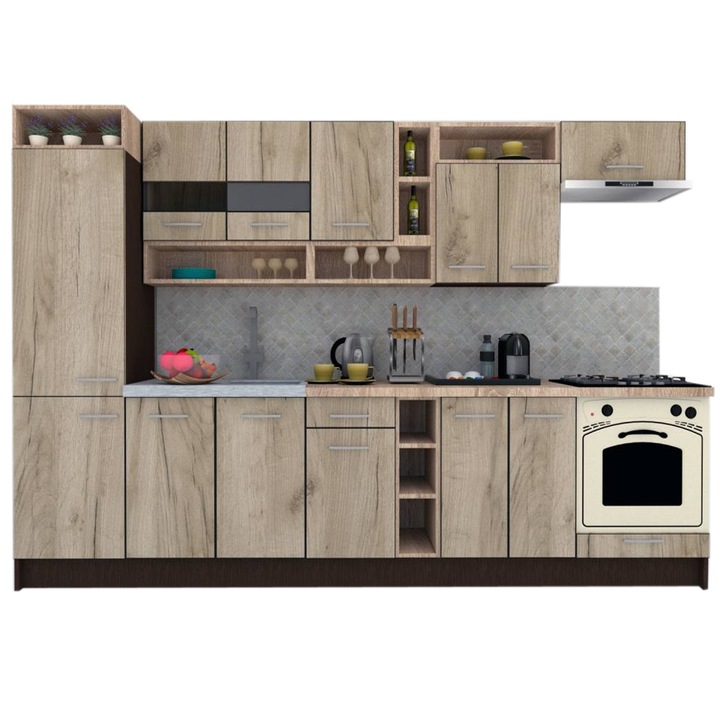 Set Bucatarie Genarom COSSY NEW 310 B1, Wenge / Decor K002