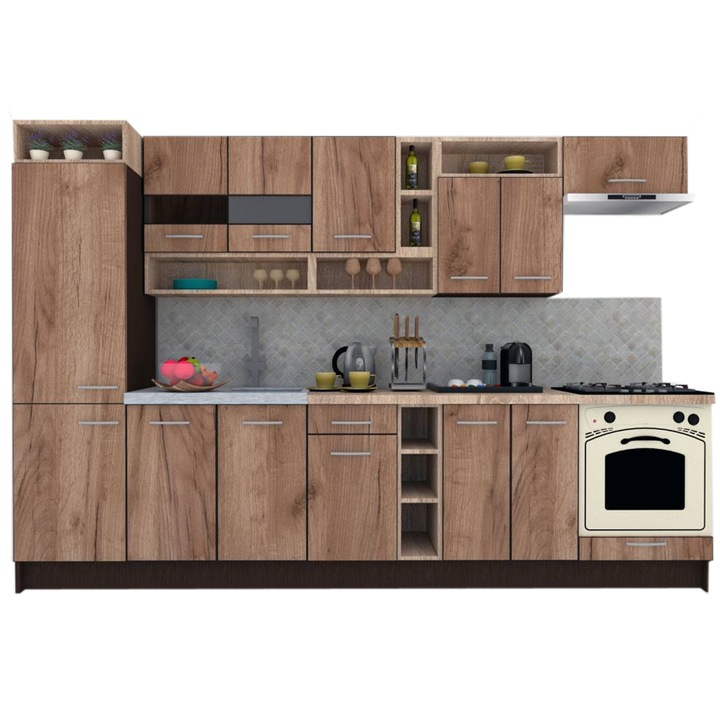 Set Bucatarie Genarom COSSY NEW 310 B1, Wenge / Decor K004