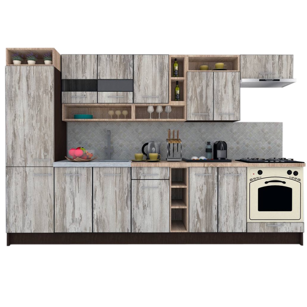 Set Bucatarie Genarom COSSY NEW 310 B1, Wenge / Decor K084