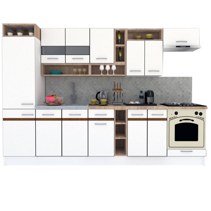 Set Bucatarie Genarom COSSY NEW 310 B1, Alb