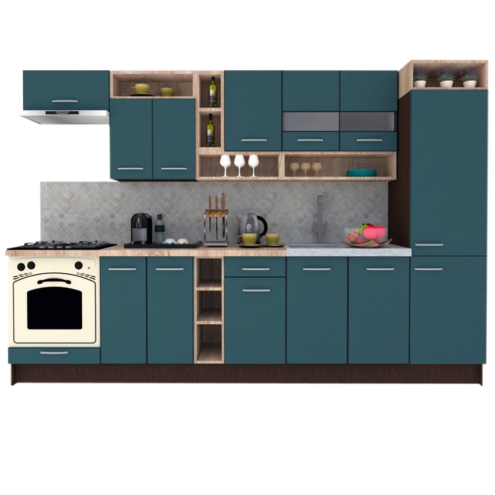 Set Bucatarie Genarom COSSY NEW 310 B2, Wenge / Decor 0244