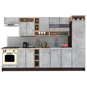 Set Bucatarie Genarom COSSY NEW 310 B2, Wenge / Decor 4298 Set Bucatarie Genarom COSSY NEW 310 B2, Wenge / Decor 4298