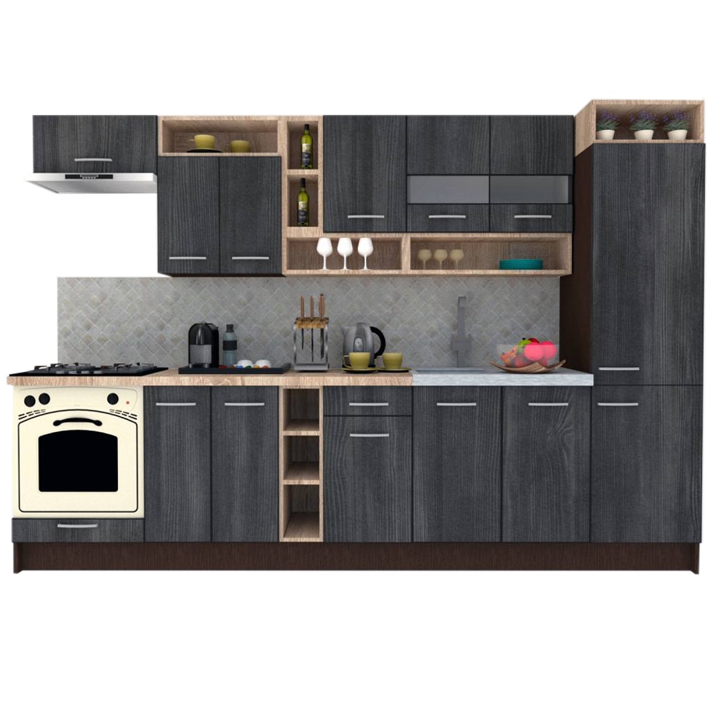 Set Bucatarie Genarom COSSY NEW 310 B2, Wenge / Decor 8509