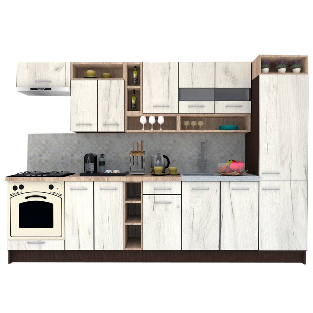 Set Bucatarie Genarom COSSY NEW 310 B2, Wenge / Decor K001