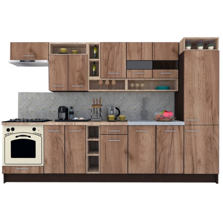 Set Bucatarie Genarom COSSY NEW 310 B2, Wenge / Decor K004