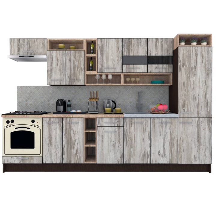 Set Bucatarie Genarom COSSY NEW 310 B2, Wenge / Decor K084