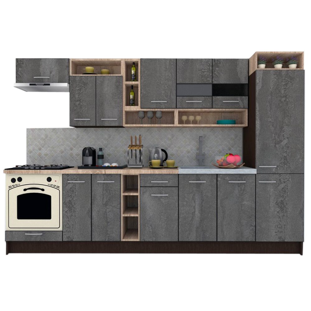 Set Bucatarie Genarom COSSY NEW 310 B2, Wenge / Decor K352