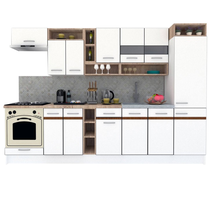 Set Bucatarie Genarom COSSY NEW 310 B2, Alb