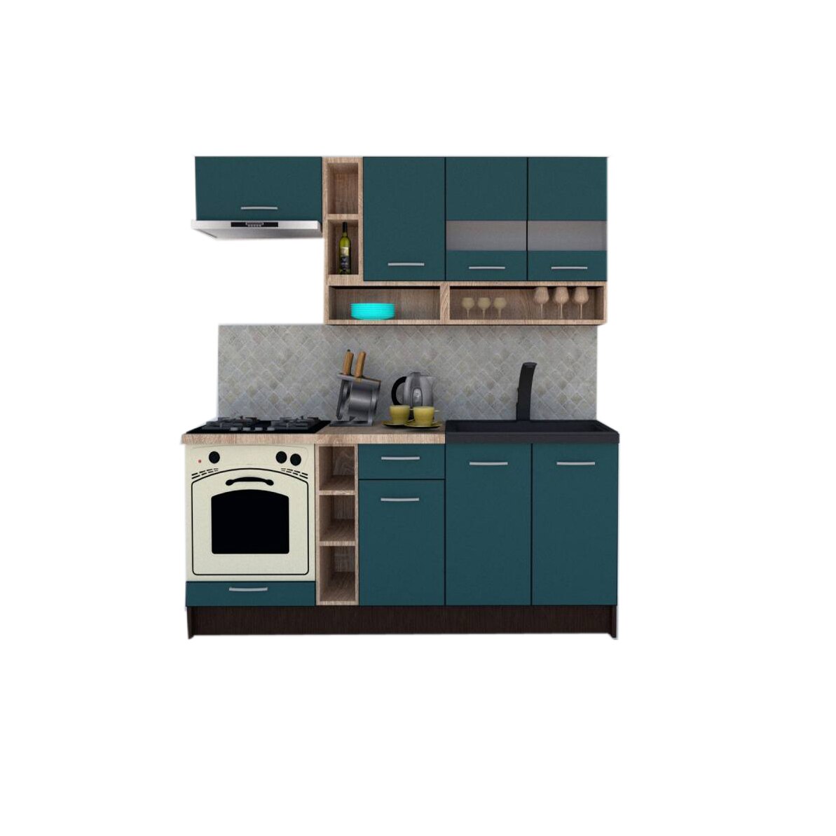 Set Bucatarie Genarom COSSY NEW 200, Wenge / Decor 0244