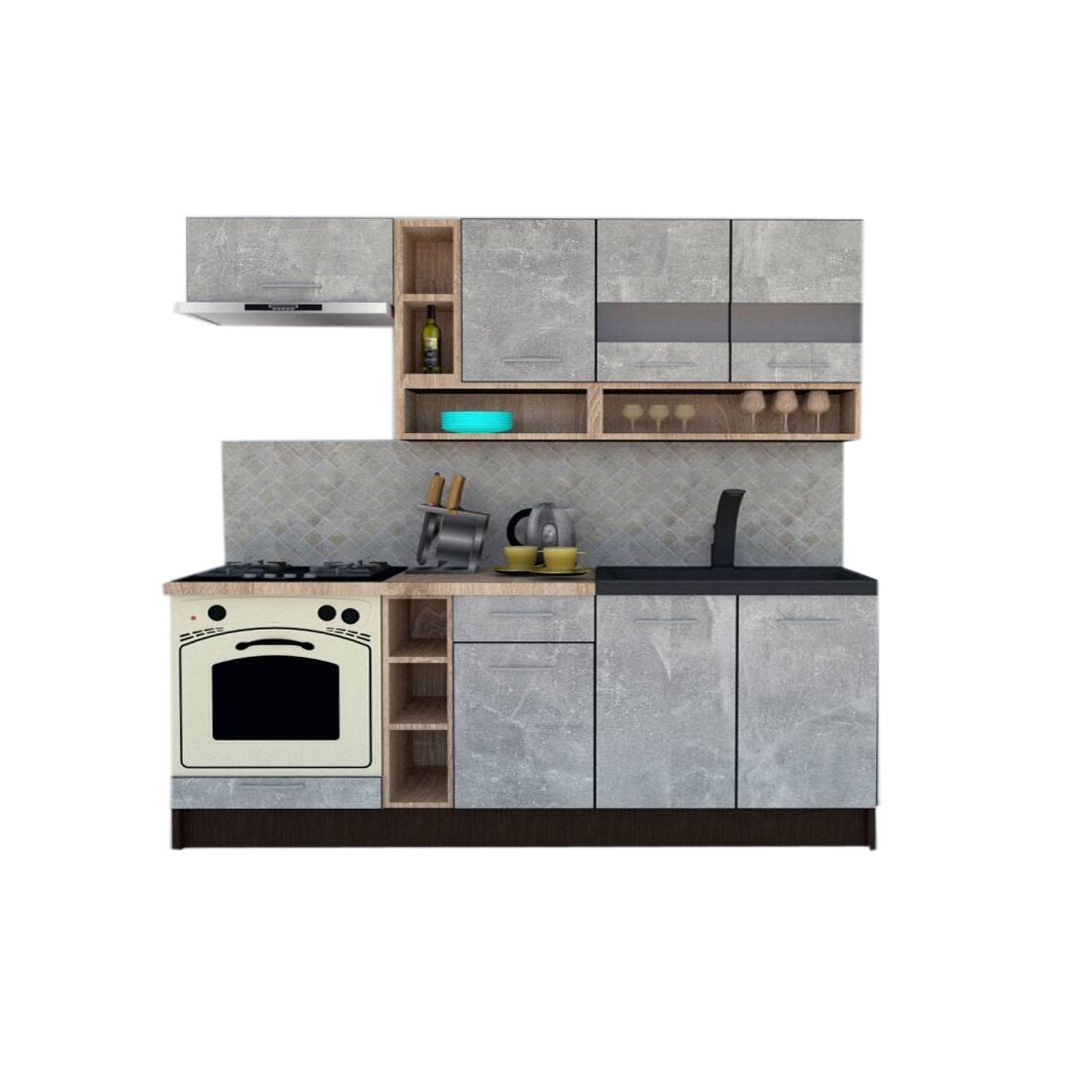 Set Bucatarie Genarom COSSY NEW 200, Wenge / Decor 4298