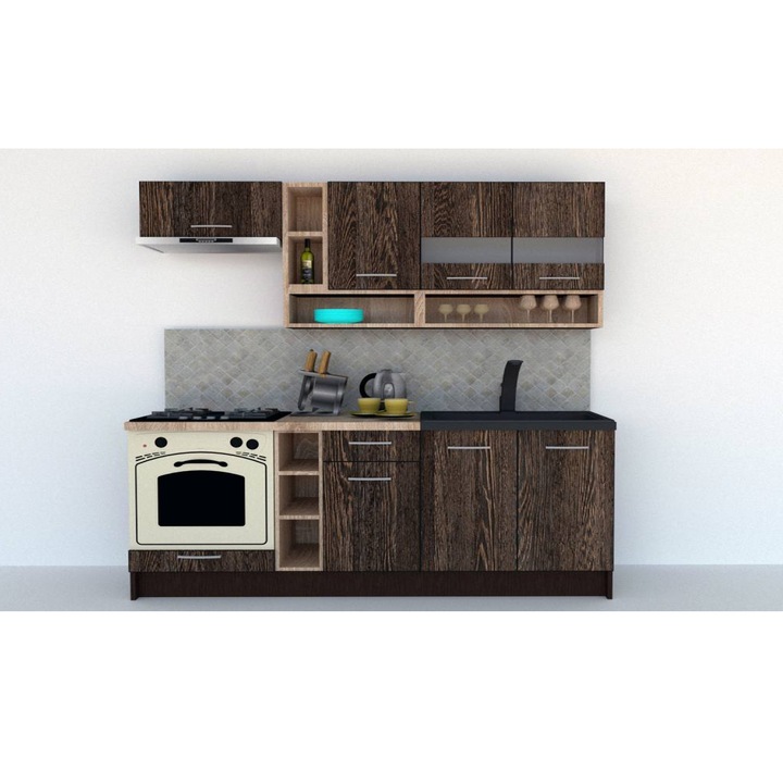 Set Bucatarie Genarom COSSY NEW 200, Wenge / Decor 7648