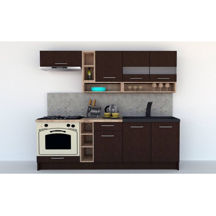 Set Bucatarie Genarom COSSY NEW 200, Wenge / Decor 8548