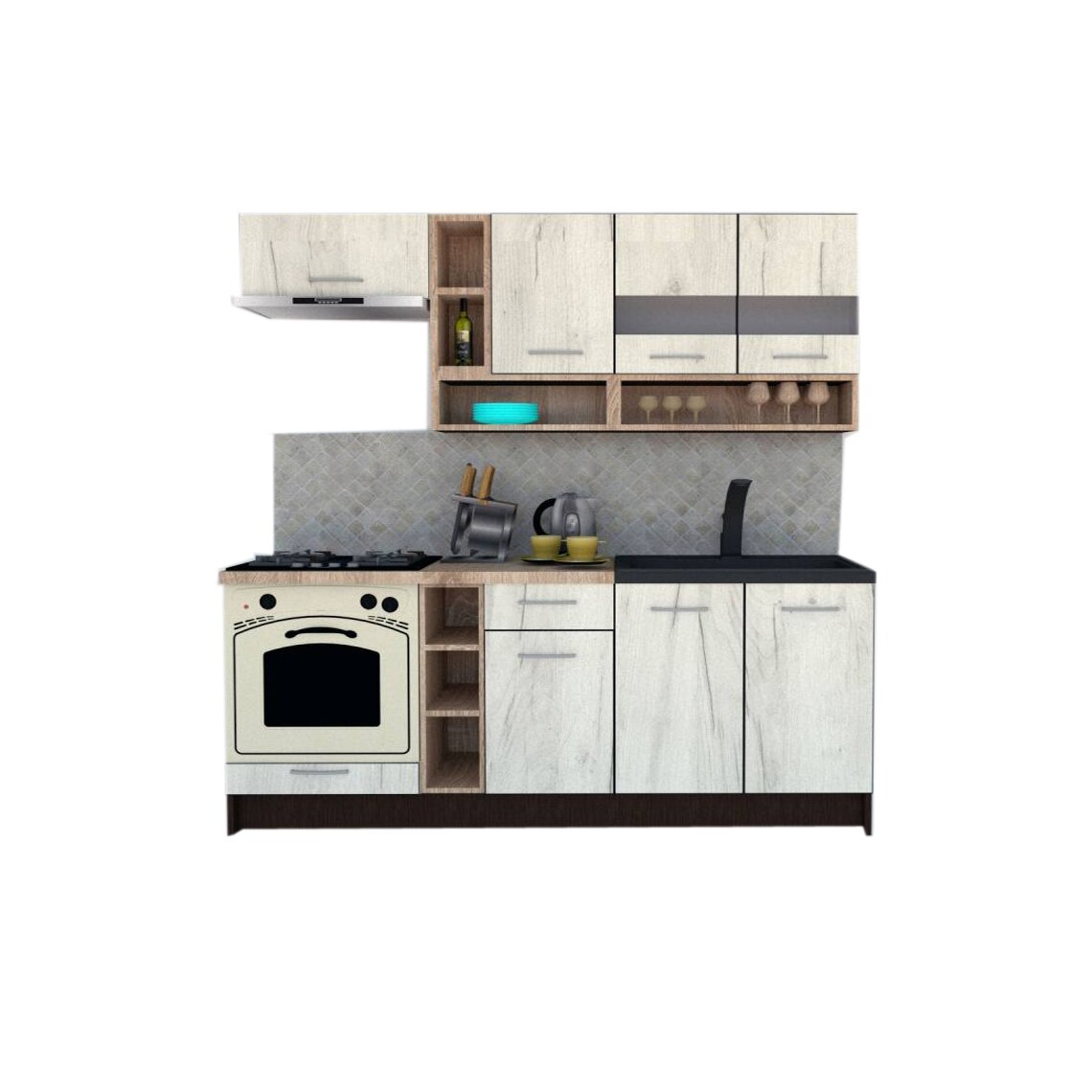 Set Bucatarie Genarom COSSY NEW 200, Wenge / Decor K001