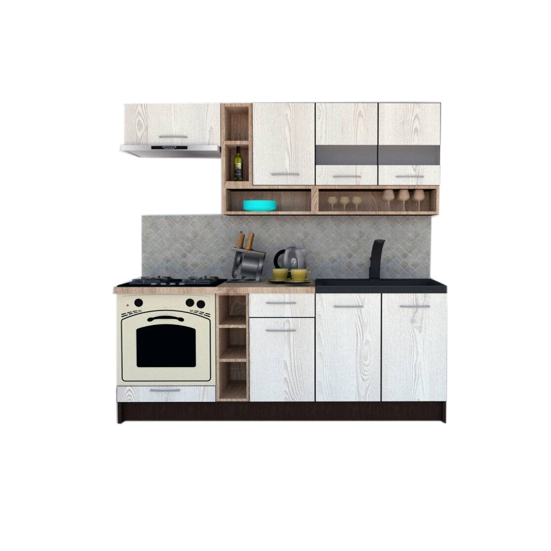 Set Bucatarie Genarom COSSY NEW 200, Wenge / Decor K010