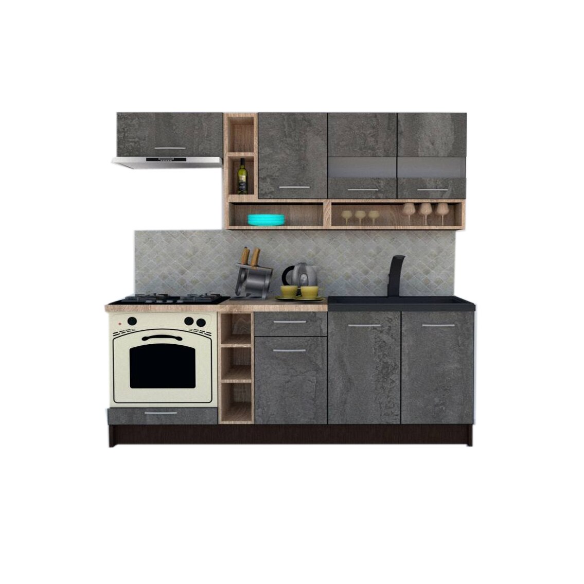 Set Bucatarie Genarom COSSY NEW 200, Wenge / Decor K352