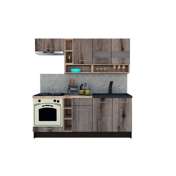 Set Bucatarie Genarom COSSY NEW 200, Wenge / Decor K366