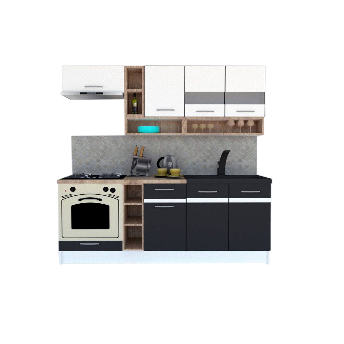 Set Bucatarie Genarom COSSY NEW 200, Alb / Gri