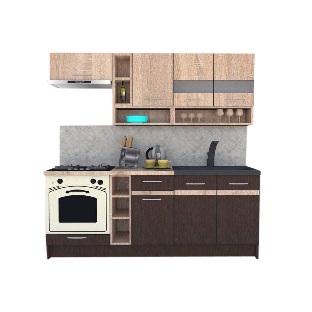 Set Bucatarie Genarom COSSY NEW 200, Wenge / Stejar Sonoma