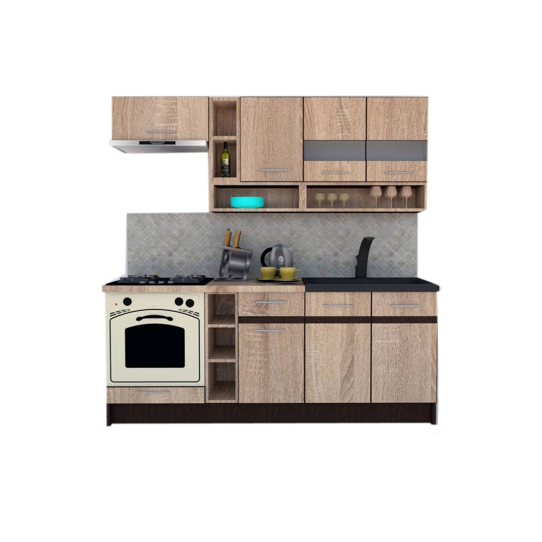 Set Bucatarie Genarom COSSY NEW 200, Stejar Sonoma